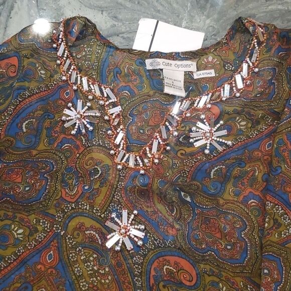 WOMEN'S New Lightweight  Jeweled Neckline Beach cover - Picture 2 of 5